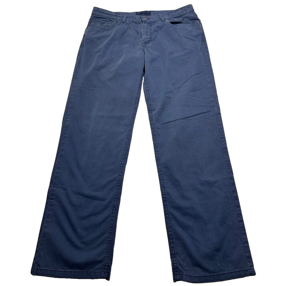 Men's Hiltl The Ultimate Trousers Contemporary Fit Size 36? x 30 Navy Blue